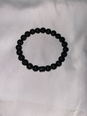 1- Black Lava Stone Stretch Bracelet